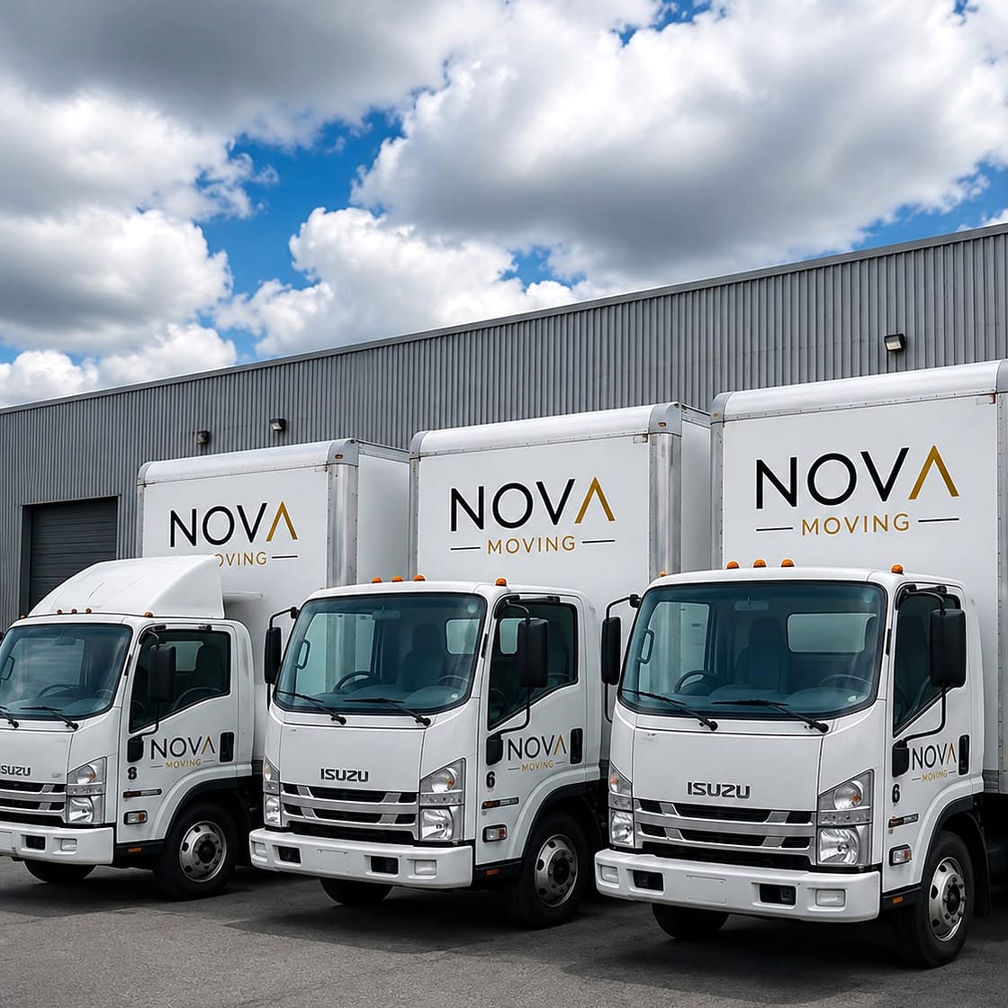 Camion de Nova Moving chargé pour un déménagement dans le Grand Montréal